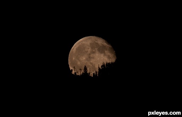 full moon rising over swan mtn photoshop picture